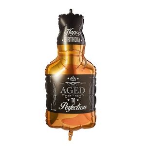 34″ Mylar Foil Aged To Perfection Whiskey Bottle Birthday Balloon